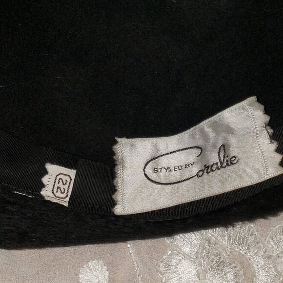 Faux Fur Hat 50s Beaded Bedazzled Cossack Black Size 22 Martelle of West Germany - Picture 10 of 11